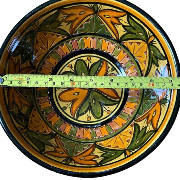 2/$40 Boho large hand painted Morocco clay bowl, signed - Picture 10 of 13